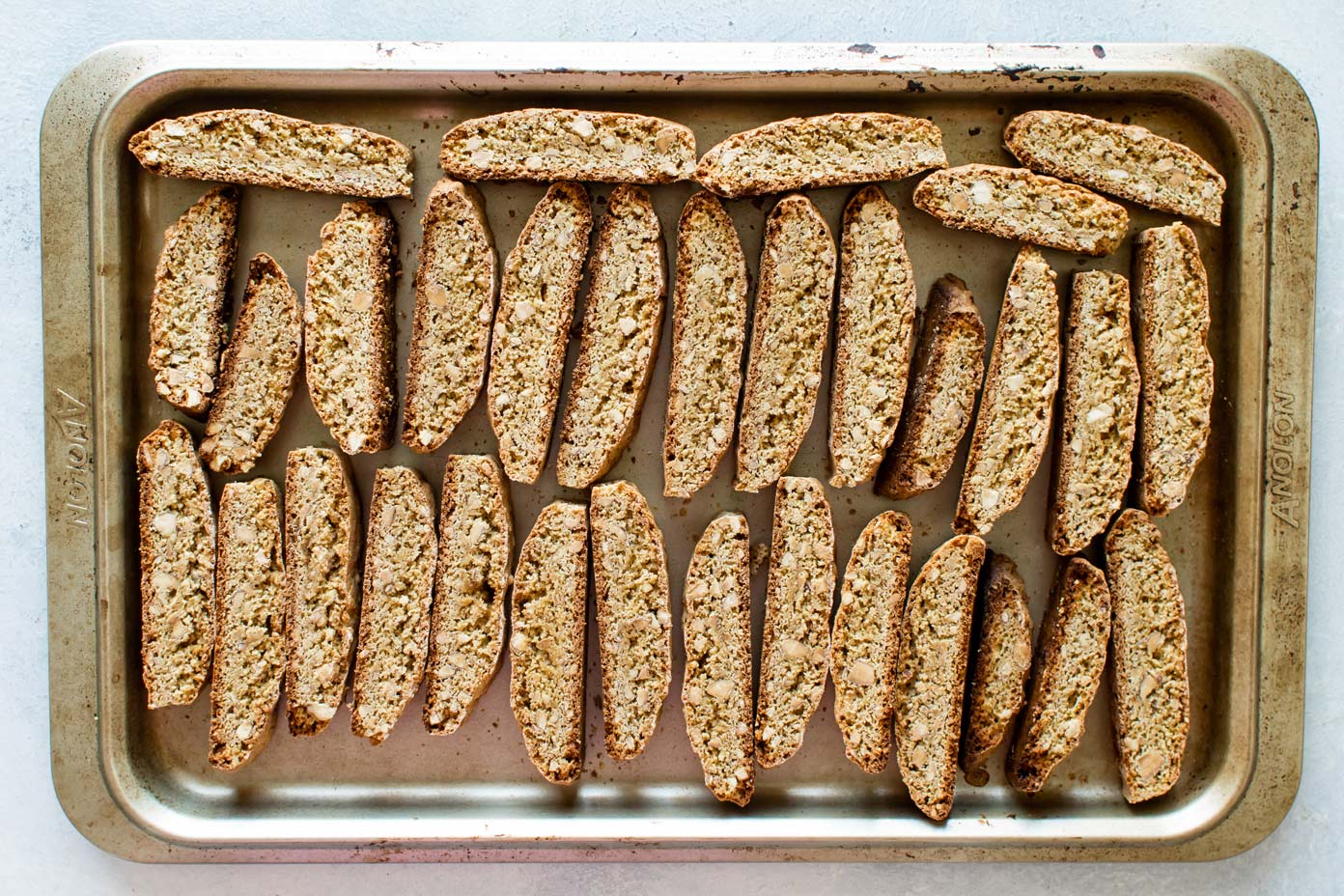 photo of biscotti on a baking sheet