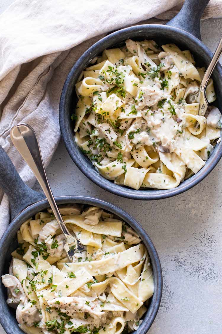 photo of chicken and noodles