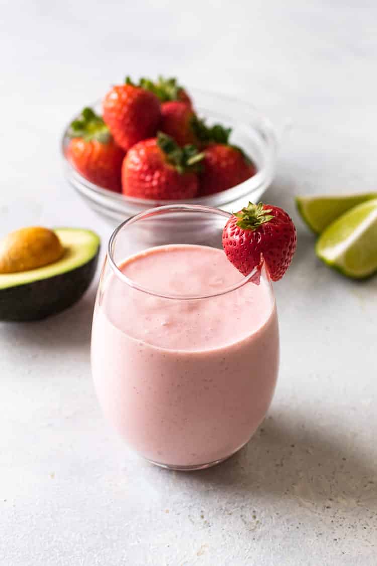 photo of strawberry avocado smoothie