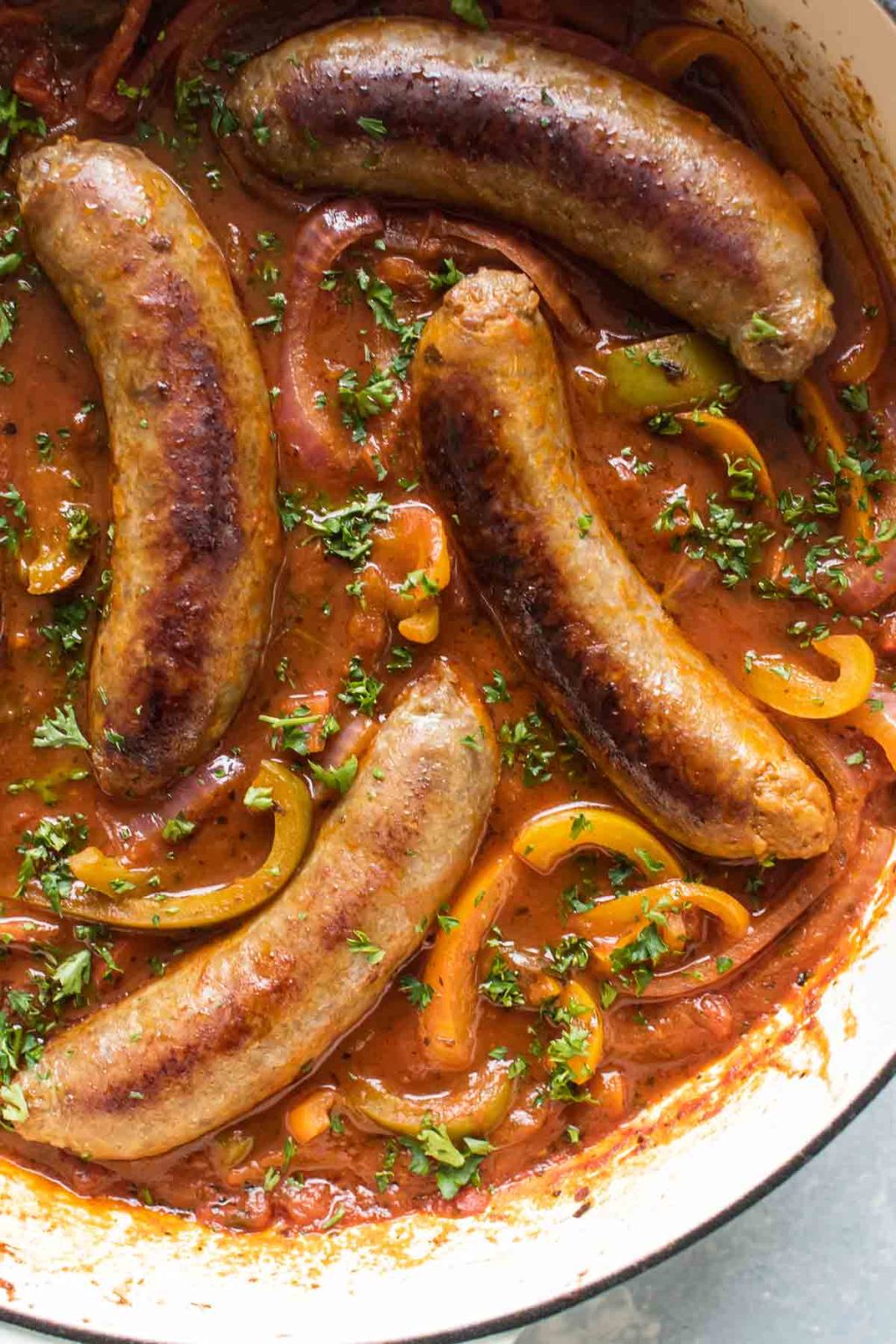 Braised Italian Sausage and Peppers - Girl Gone Gourmet