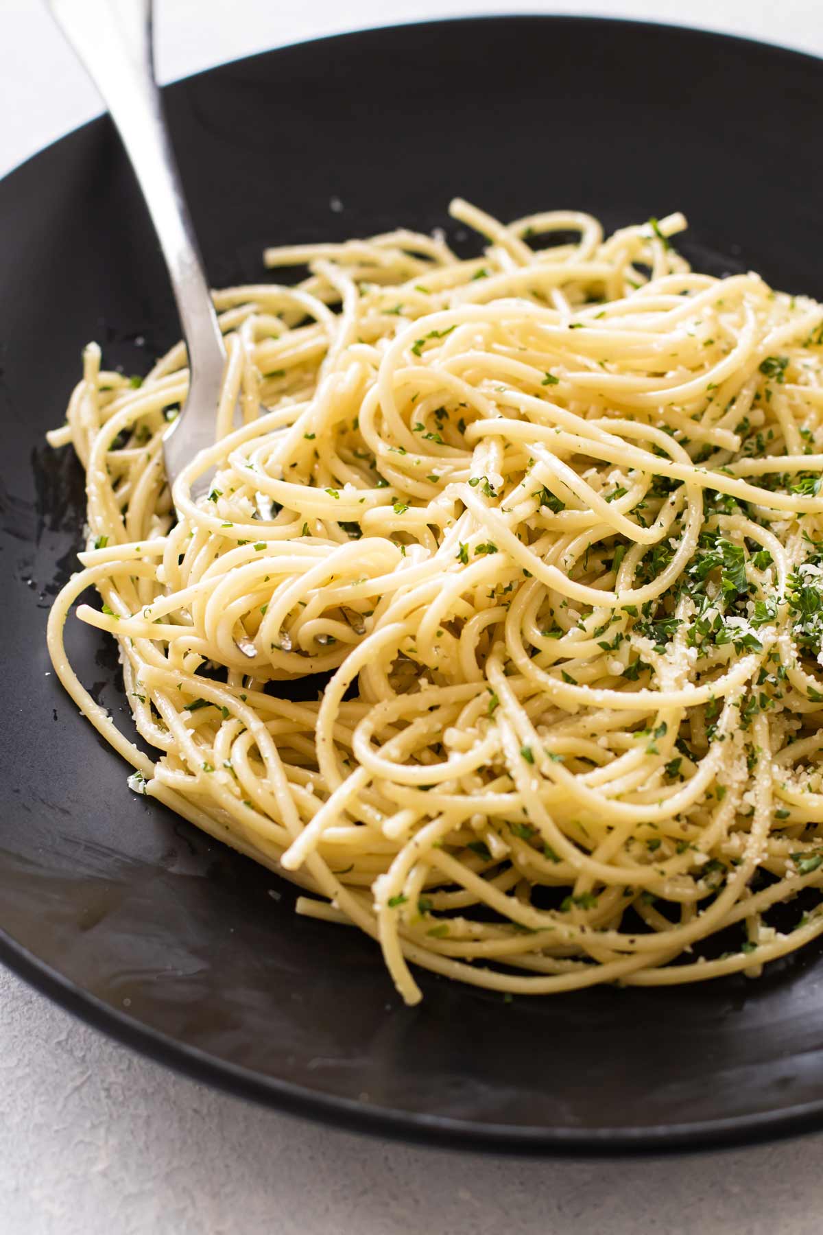 close up photo of a plate of pasta