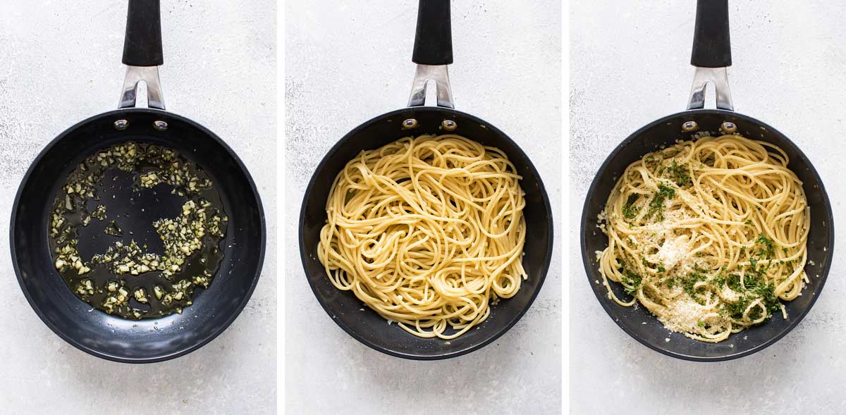 photo collage showing the steps to make the pasta