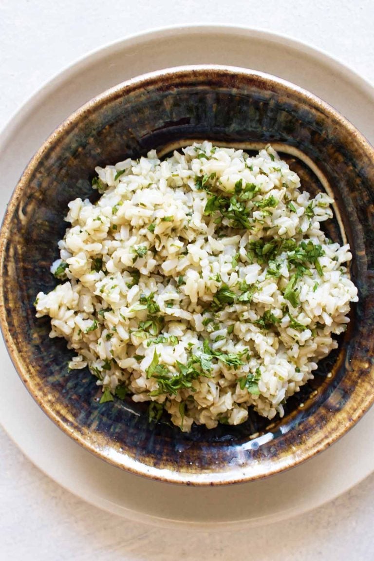 overhead photo of a bowl of rice