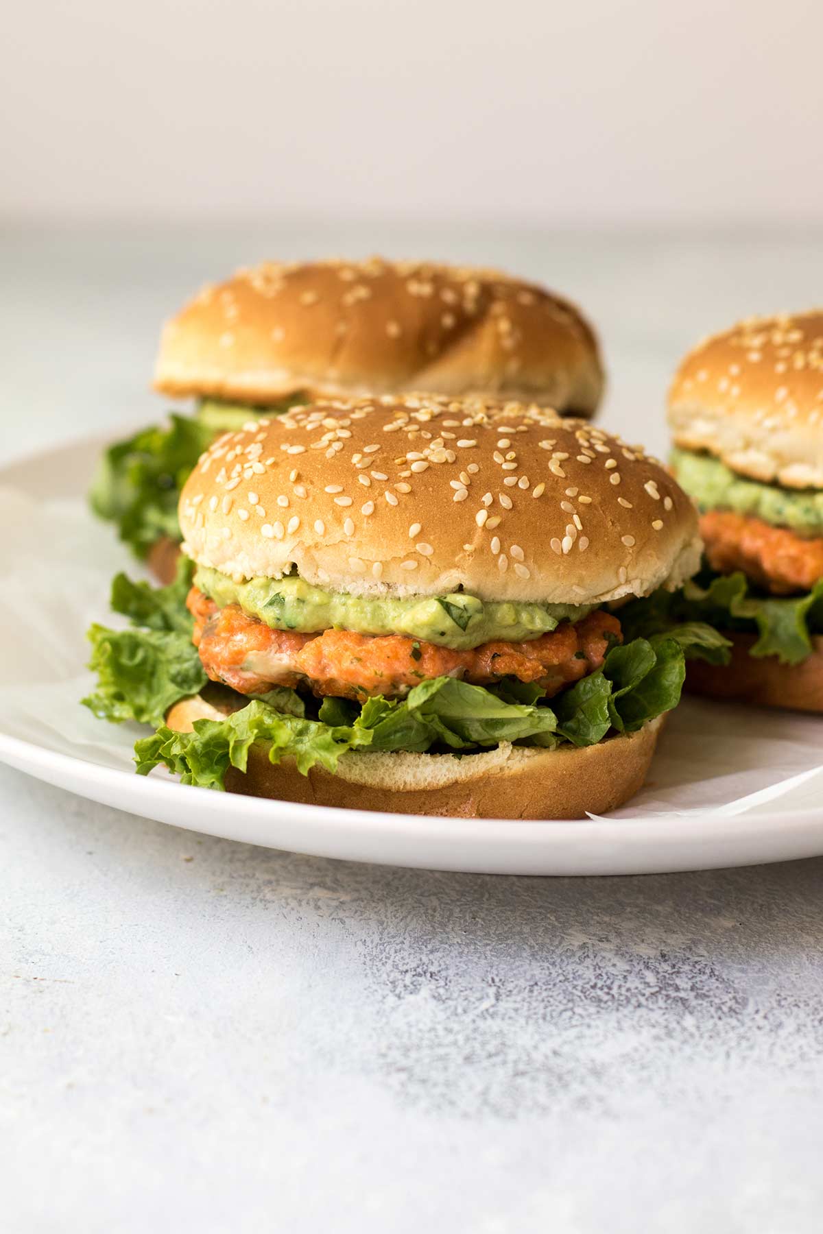 photo of salmon burgers on a plate