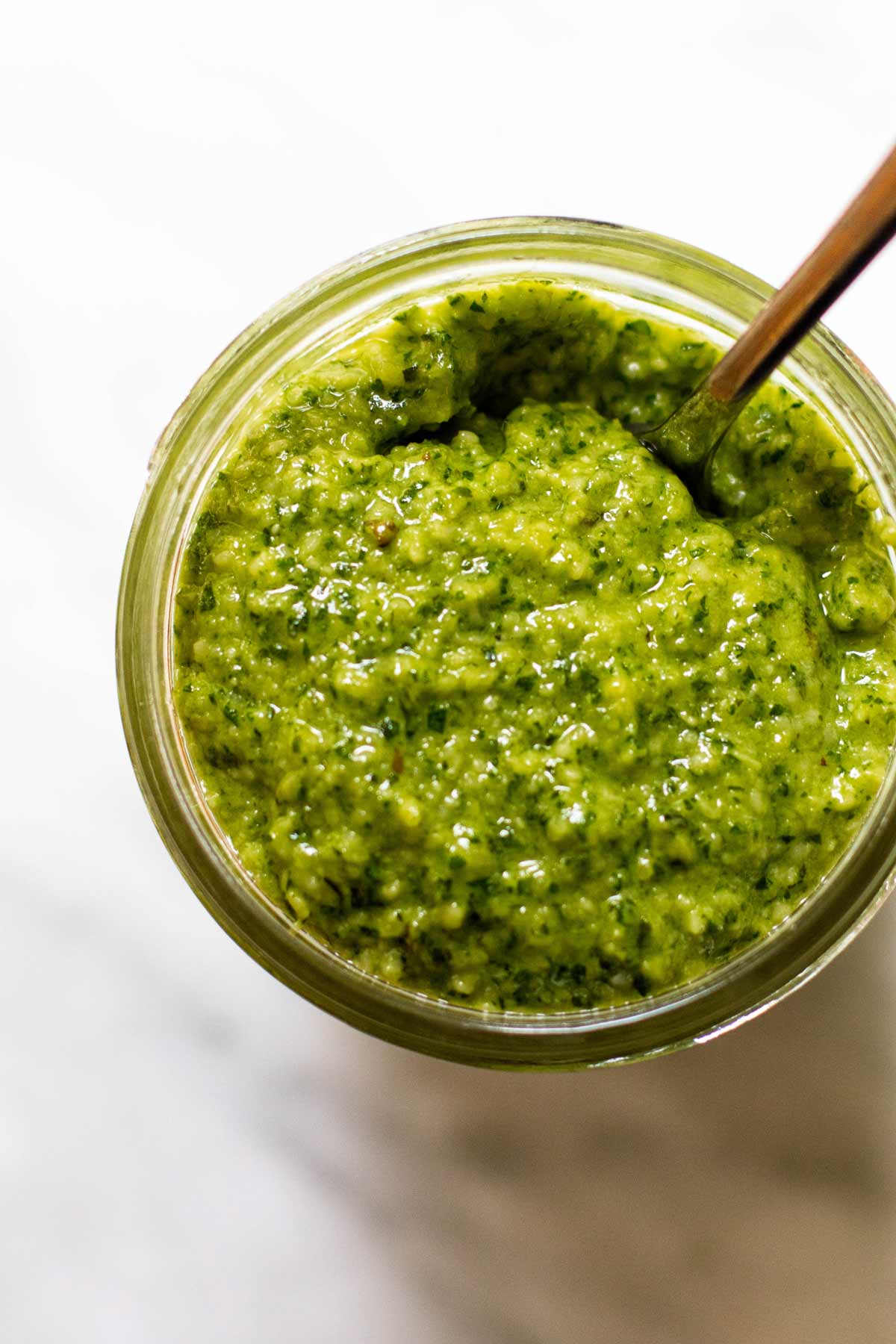 overhead photo of pesto