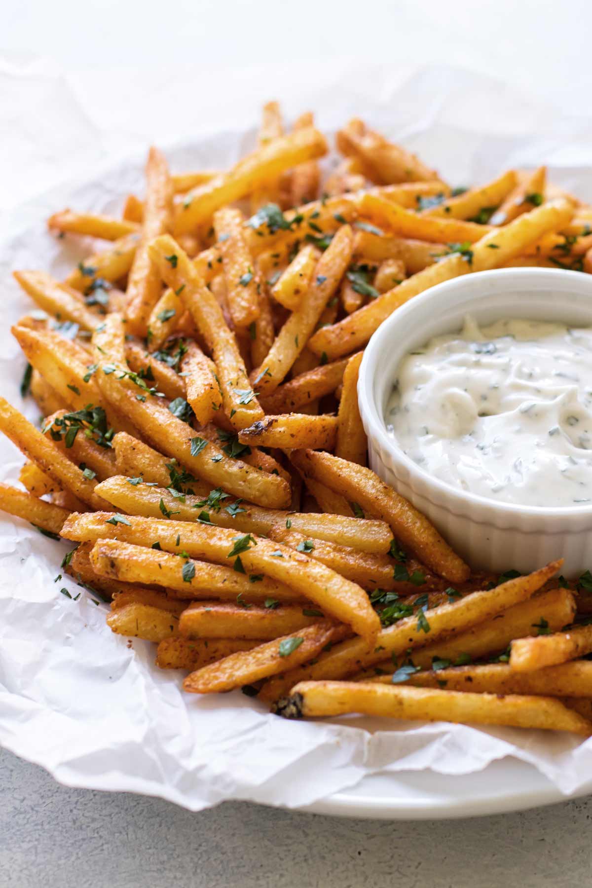 close-up photo of a plate of cajun fries