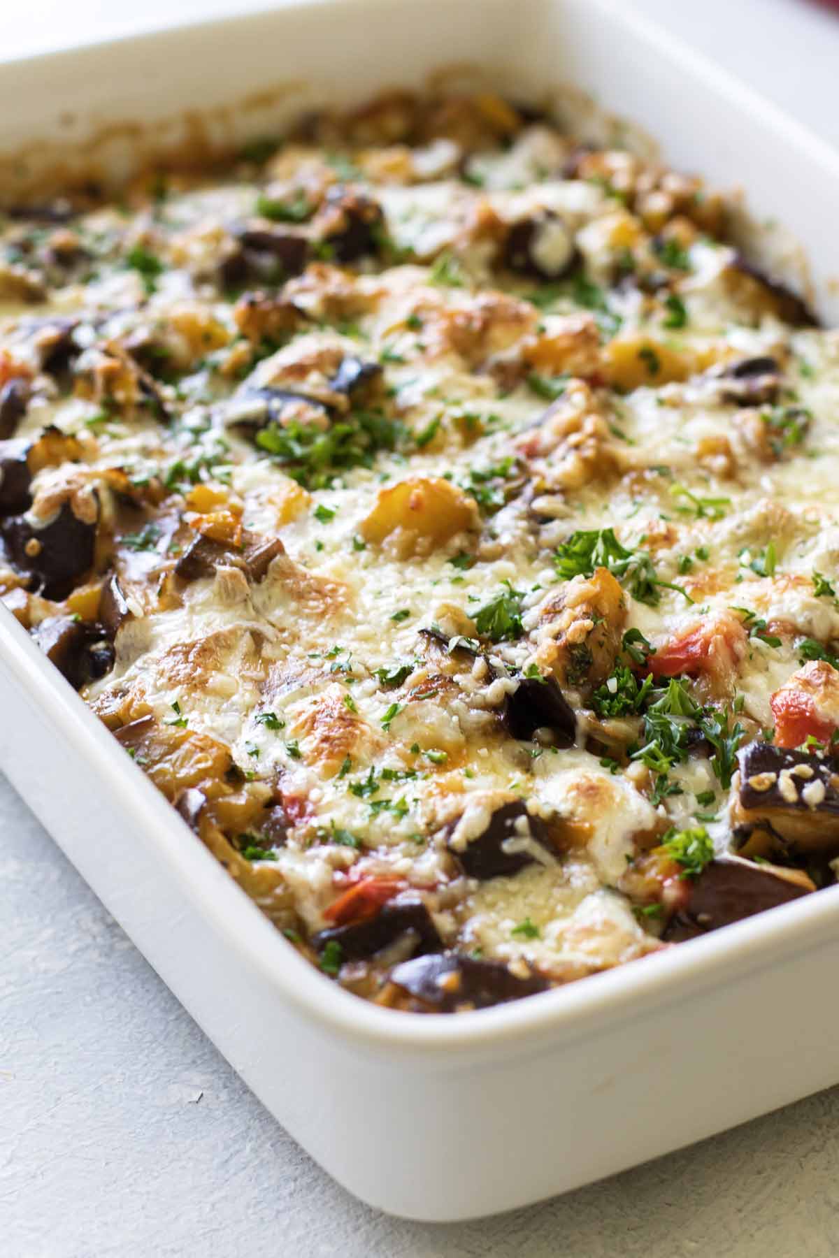 close-up photo of eggplant casserole