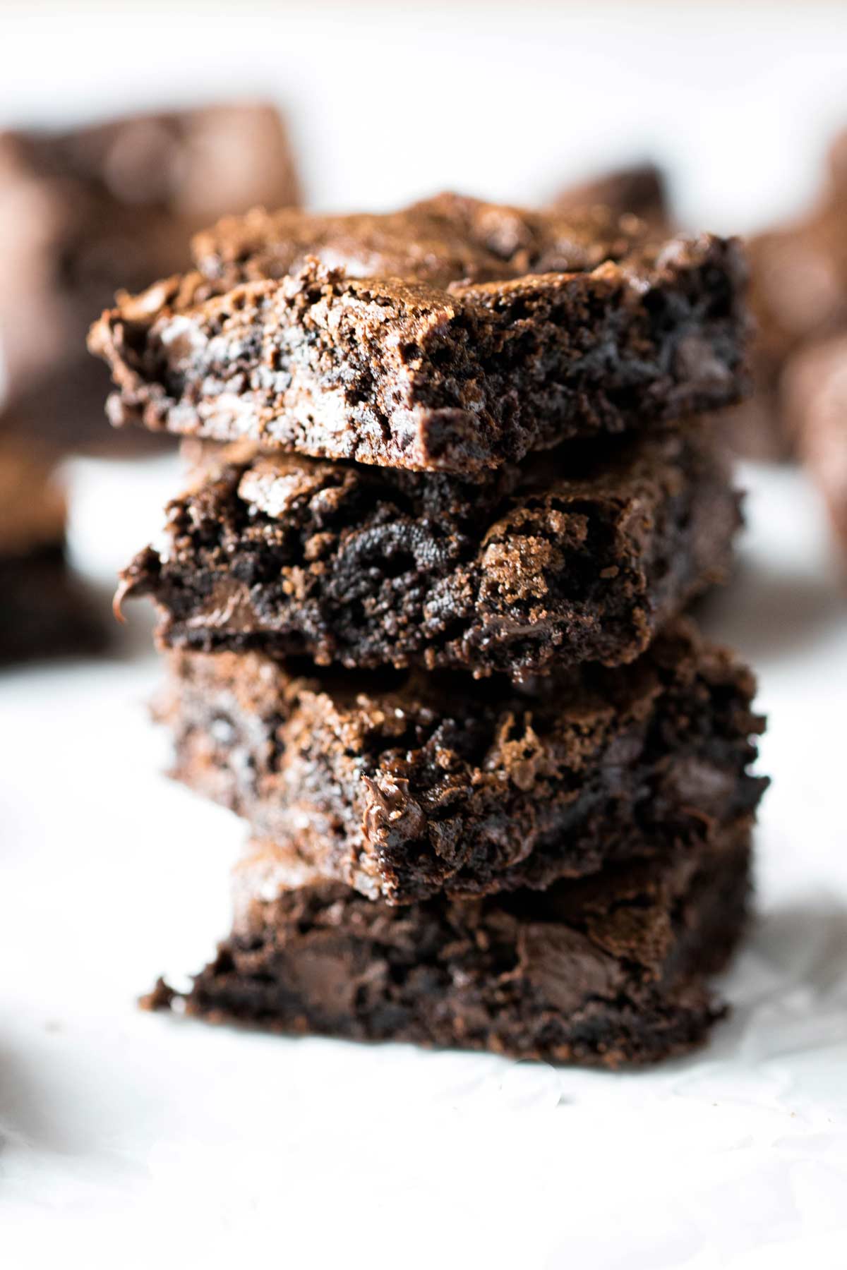 photo of a stack of three brownies