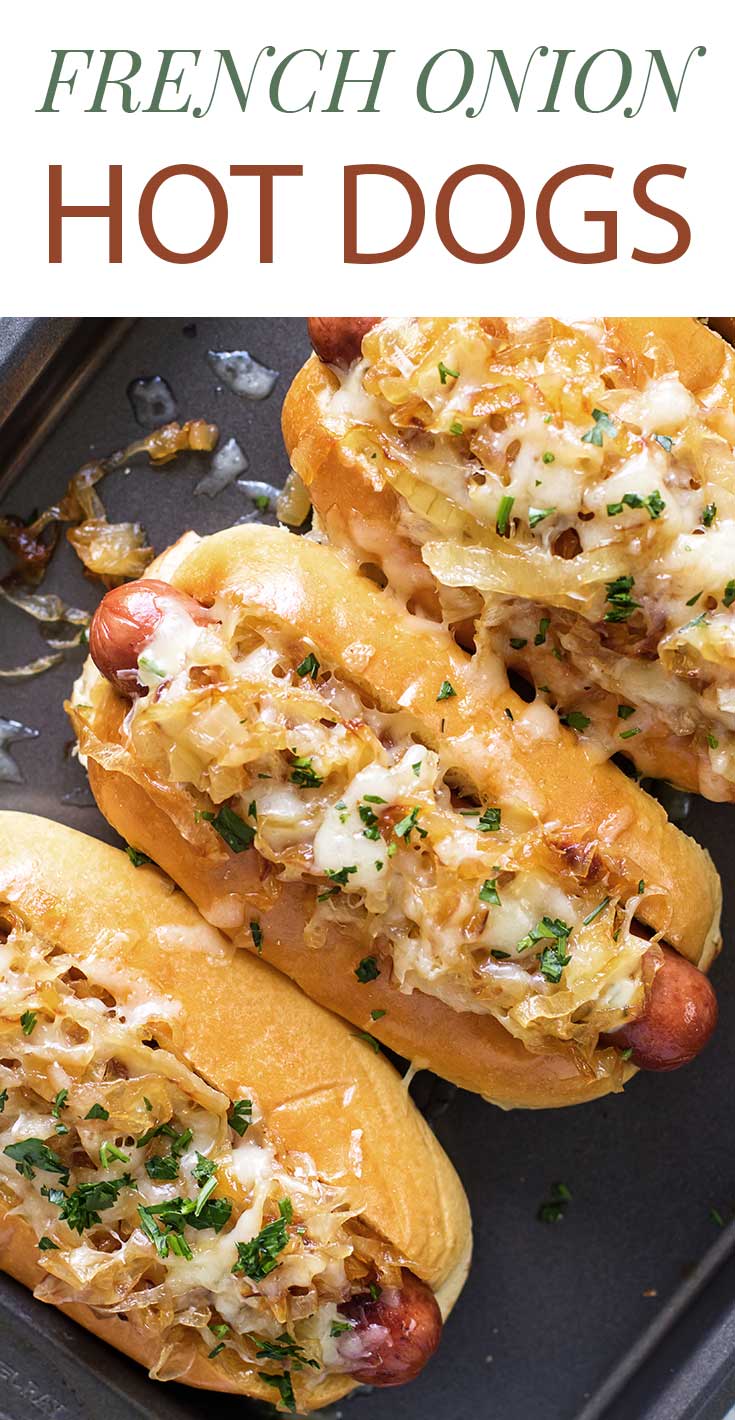 French Onion Hot Dogs - Girl Gone Gourmet