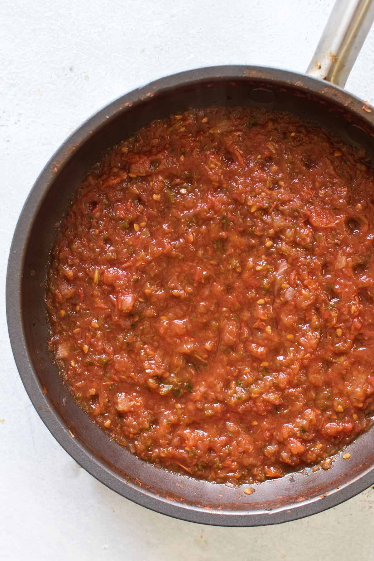 photo of the salsa in a small skillet