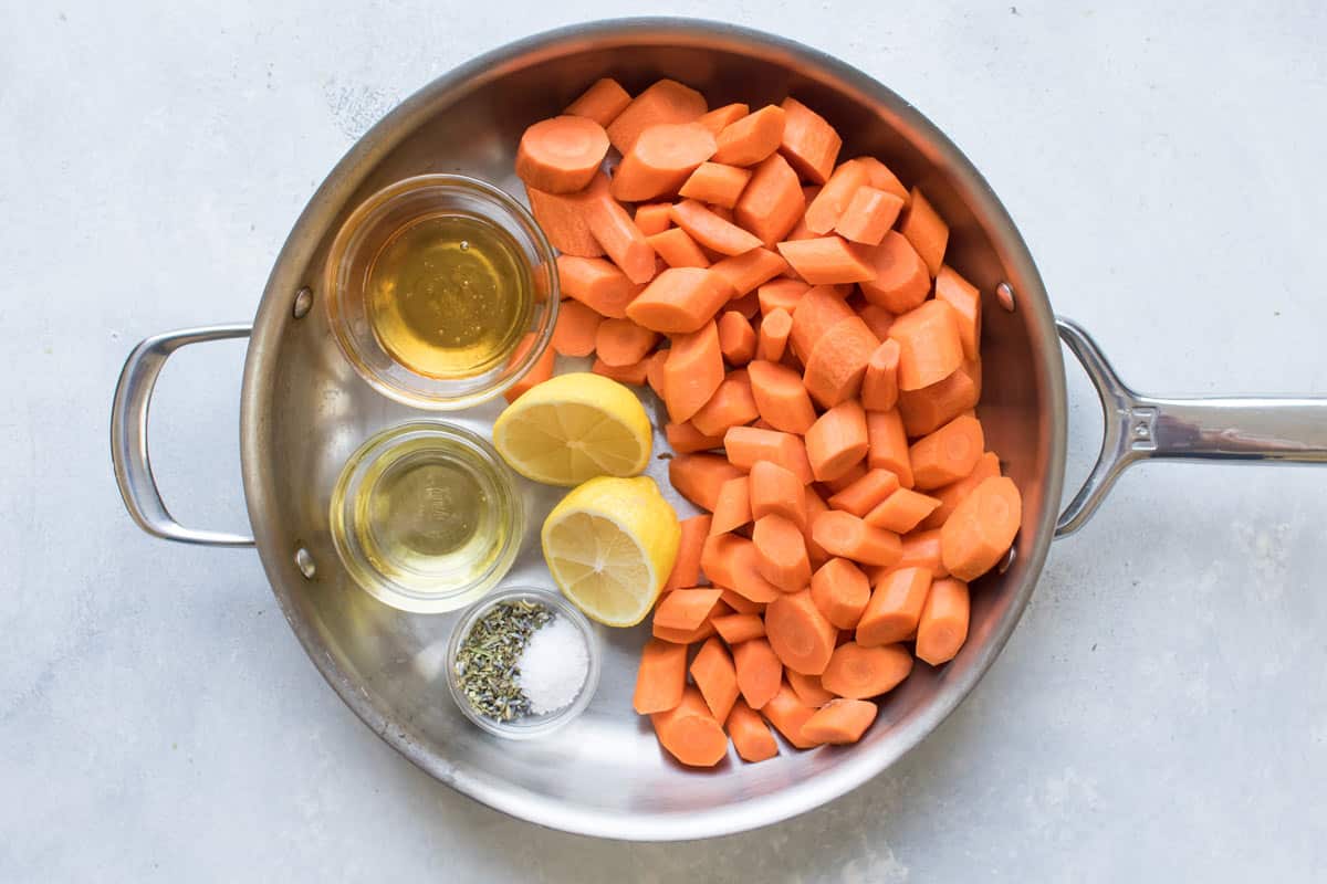 ingredients for the dish in a skillet.