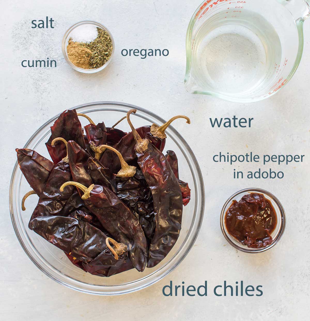ingredients for the chili sauce.