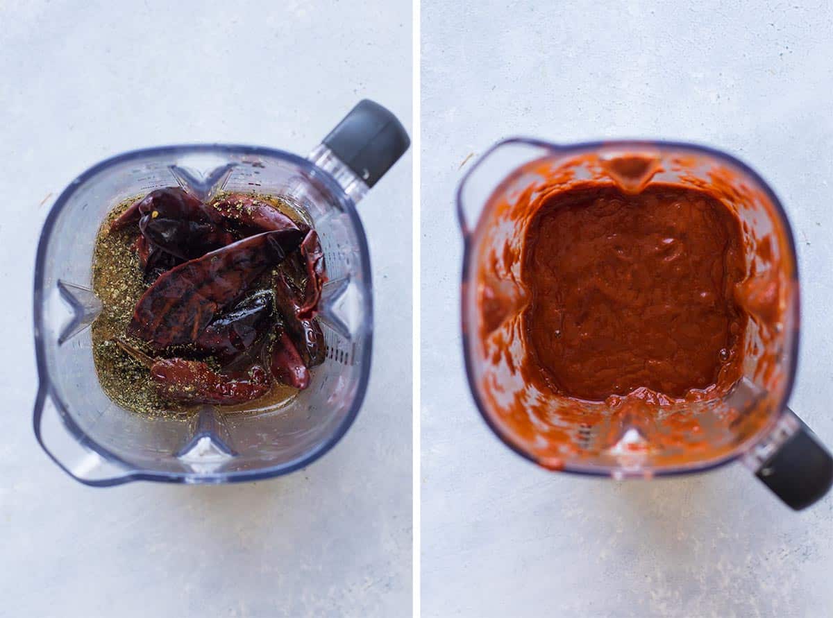 sauce ingredients in the blender and then pureed in the blender.