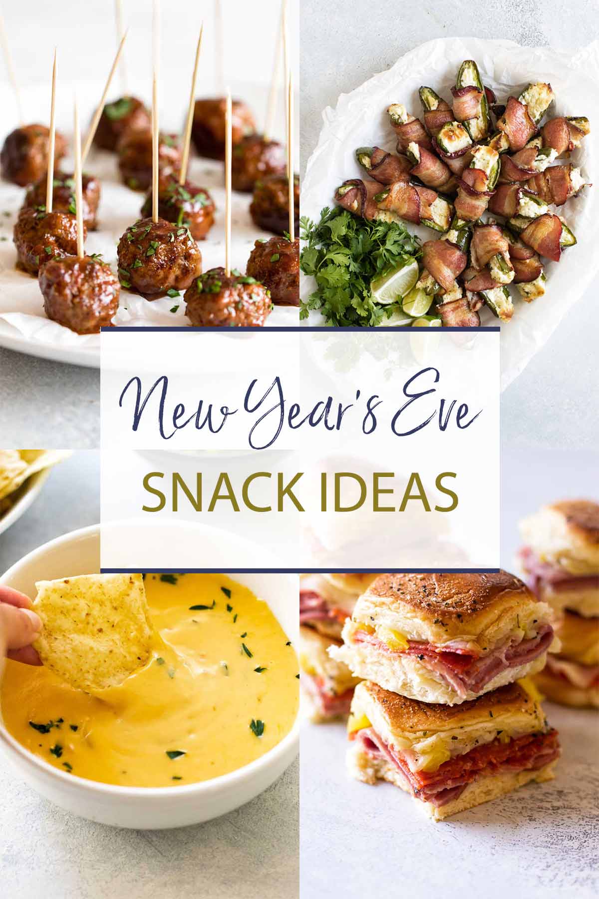 new years eve snacks photo collage