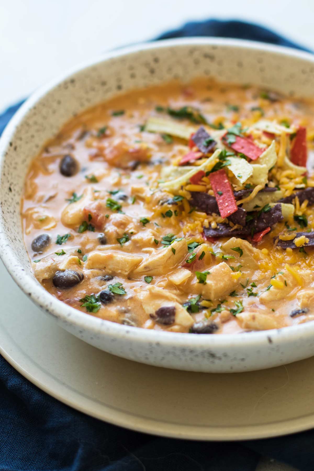 a bowl of enchilada soup