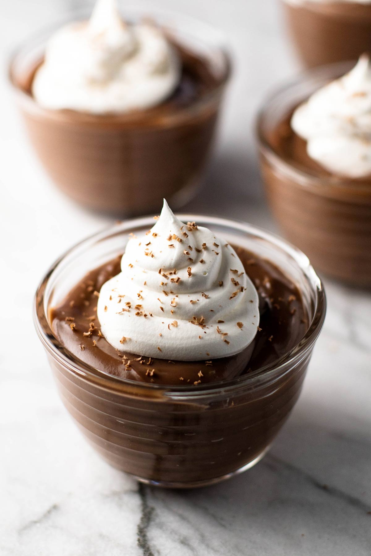 nutella pudding with whipped cream
