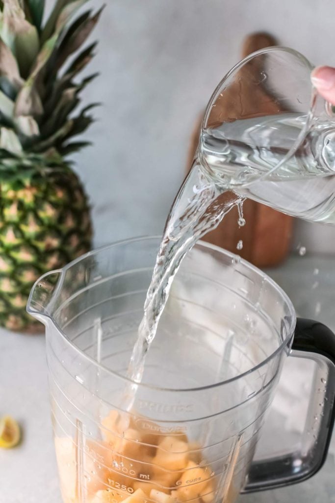 water being added to the blender.