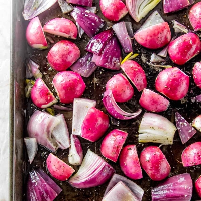 Roasted Radishes with Red Onions