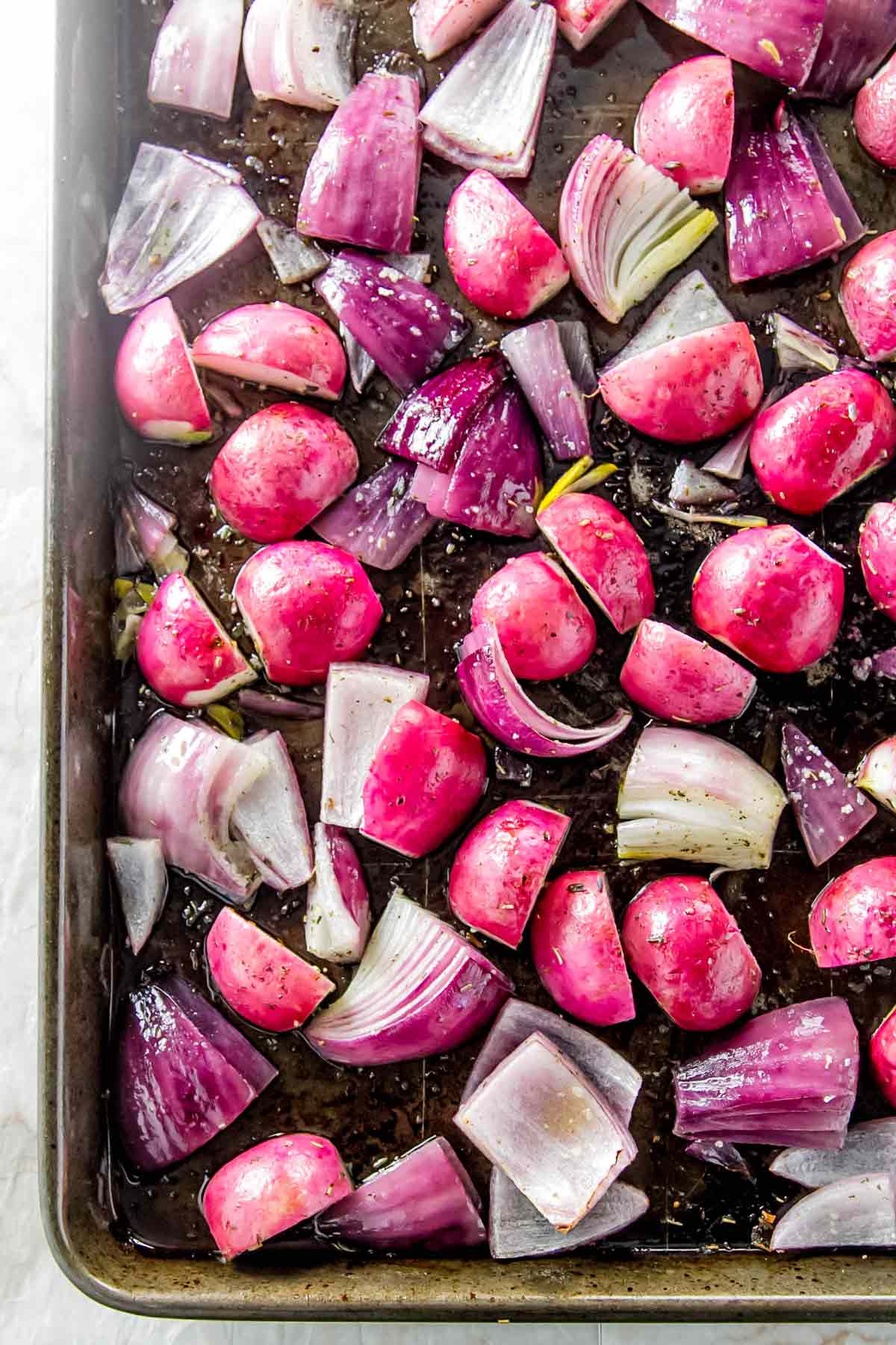 Roasted Radishes with Red Onions