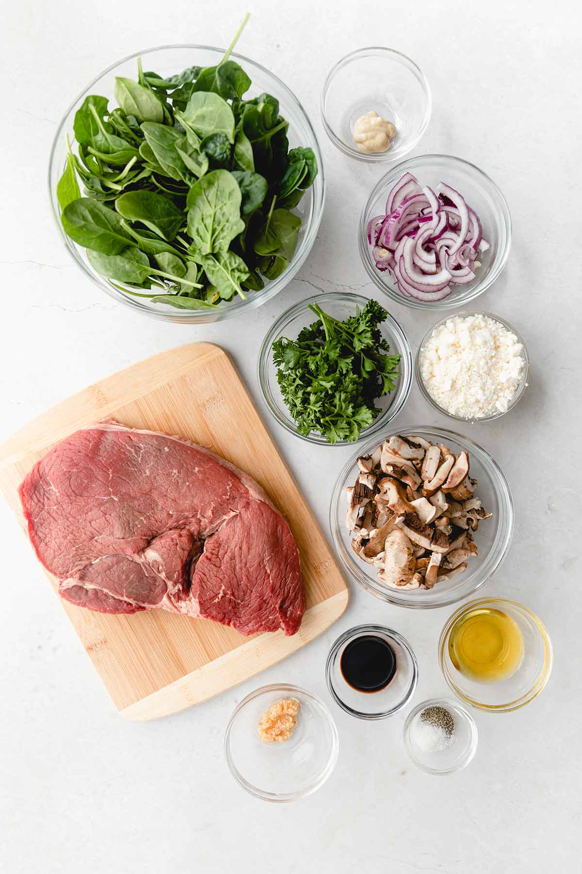 Ingredients for steak salad.