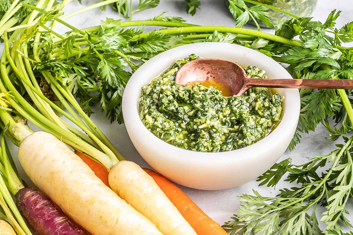 carrot tops pesto.
