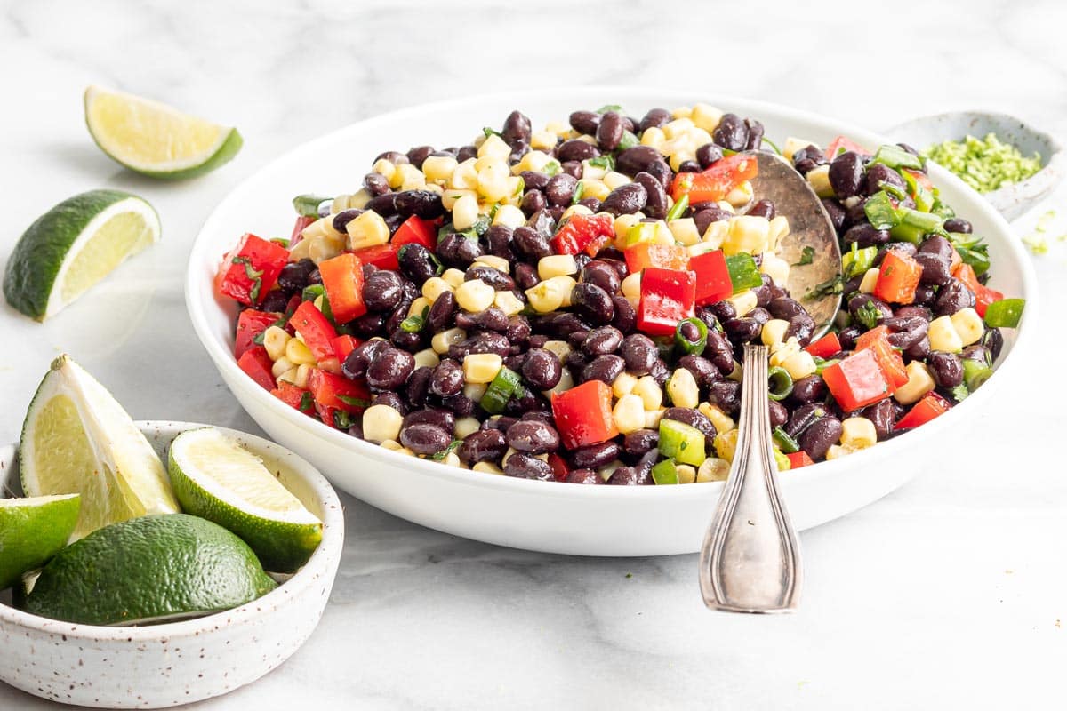 a bowl of corn salad.