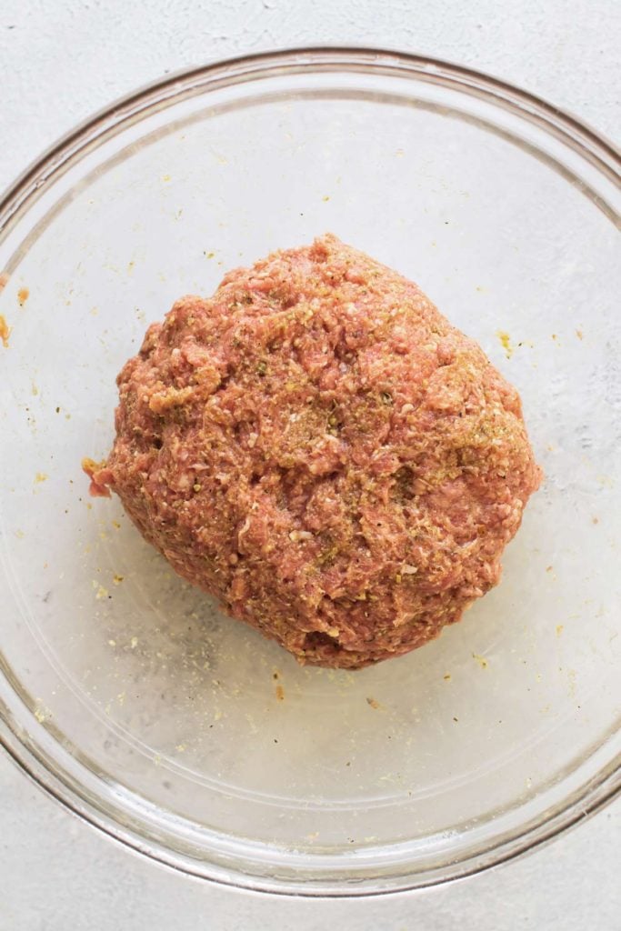 the meatballs mixture in a bowl.