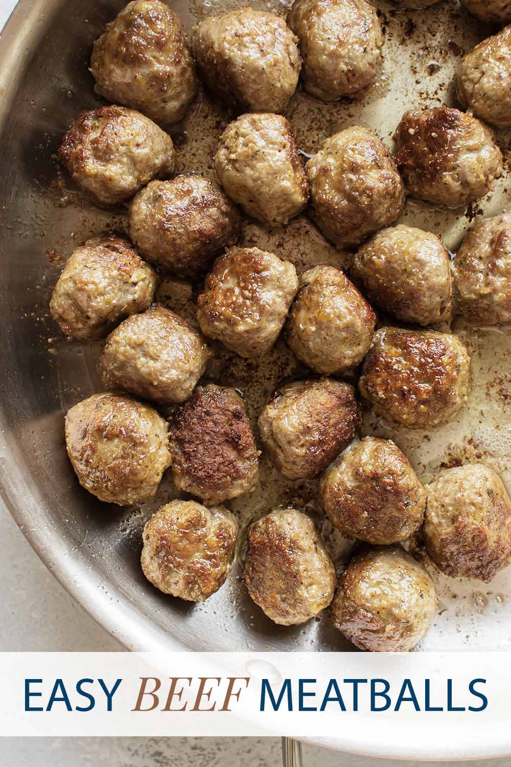 meatballs in a pan with text overlay.