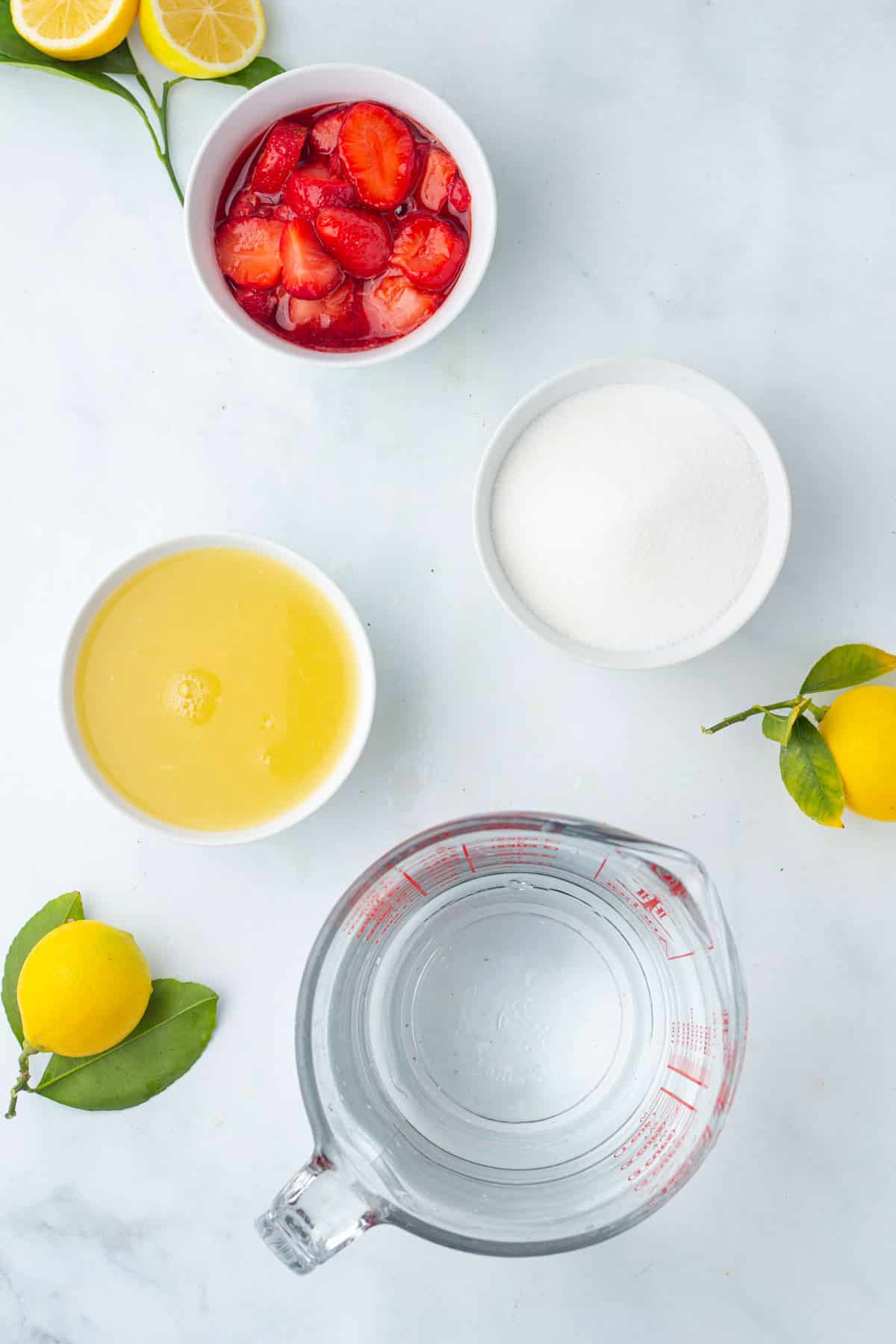 ingredients for strawberry lemonade.
