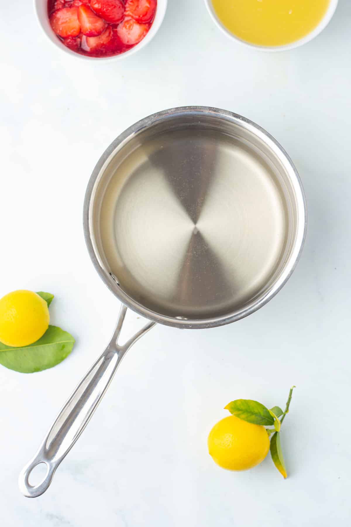 simple syrup in a saucepan.