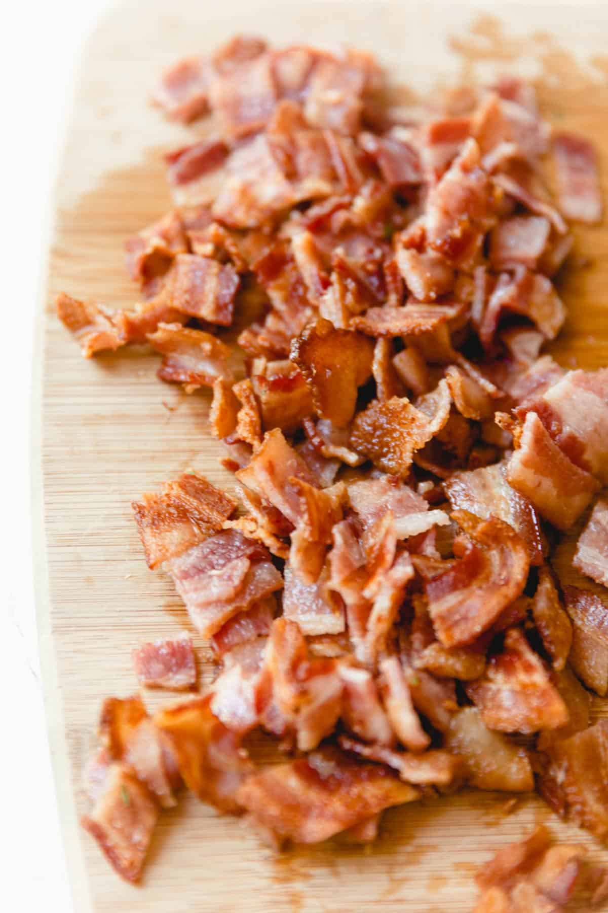cooked and chopped bacon.