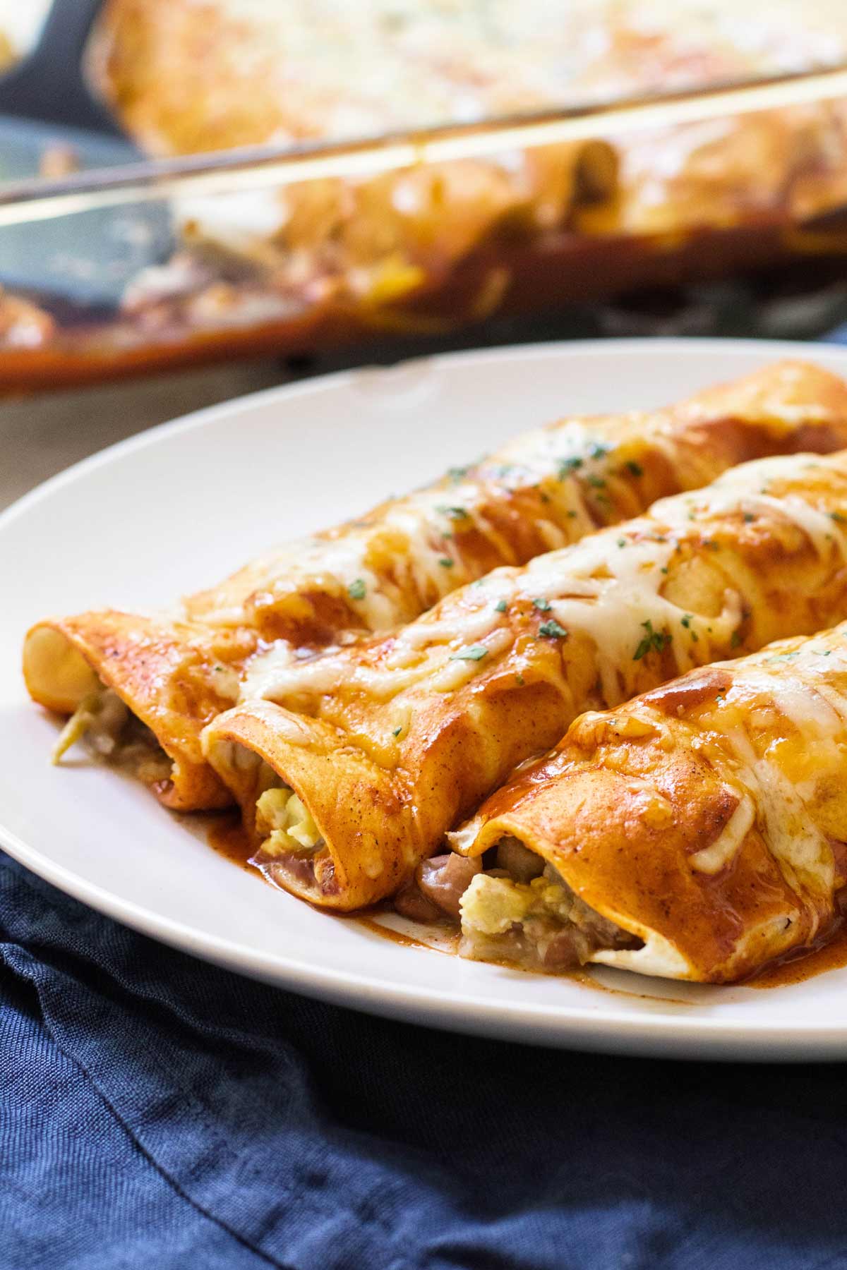 make-ahead breakfast enchiladas on a plate.
