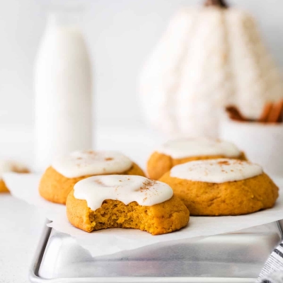 Pumpkin Cookies with Cream Cheese Icing