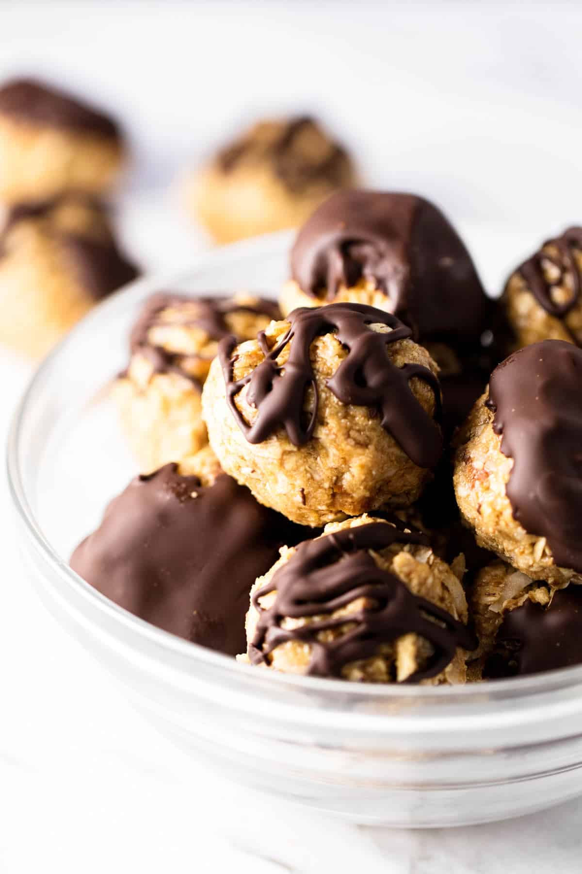 peanut butter oatmeal balls in a bowl