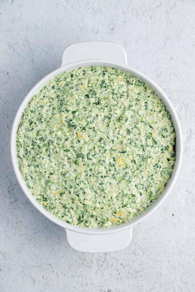 the dip mixture in a baking dish.