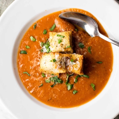Tomato Soup with Herbed Croutons