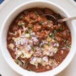 a bowl of texas chili.