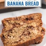 cinnamon banana bread pin image.