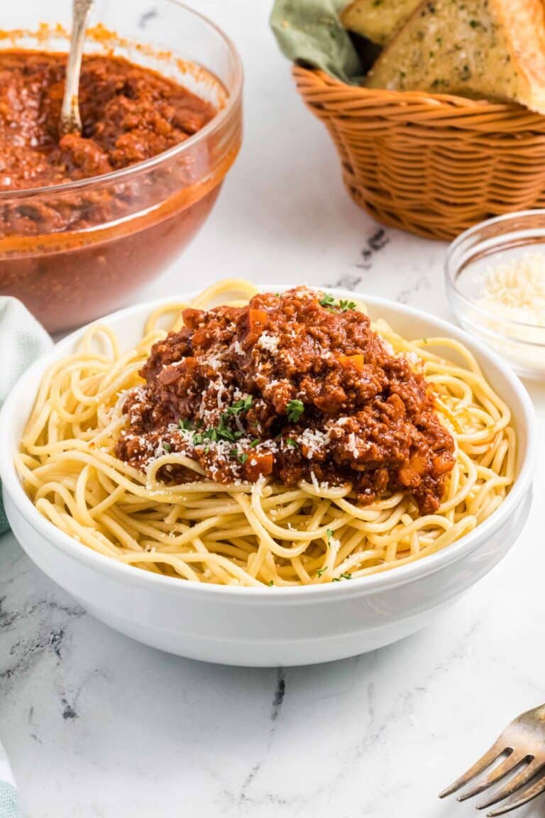 a bowl of spaghetti bolognese.