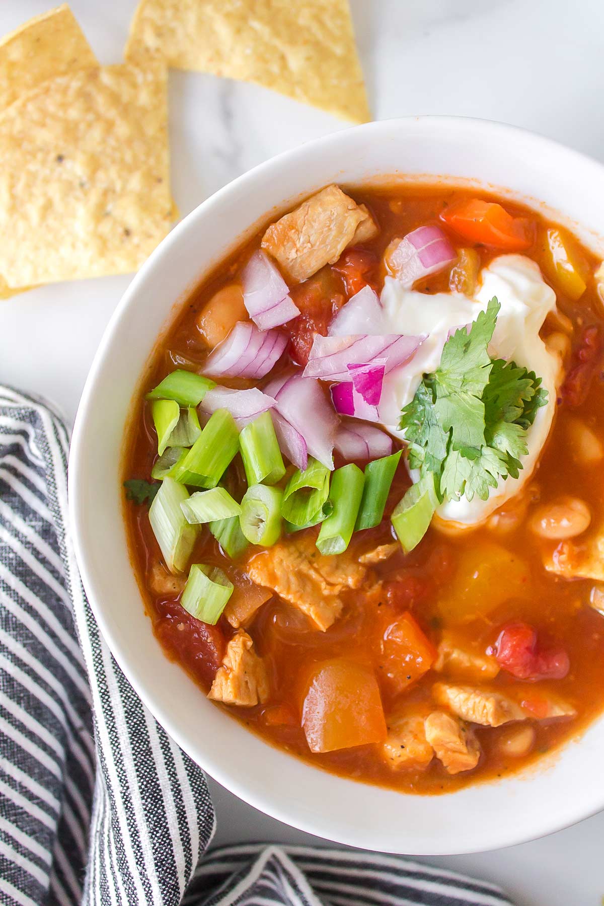 overhead shot of a bowl of soup.