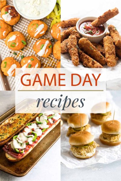 game day recipes photo collage.