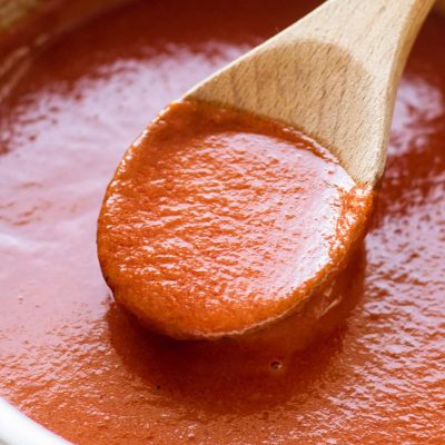 a spoonful of enchilada sauce.