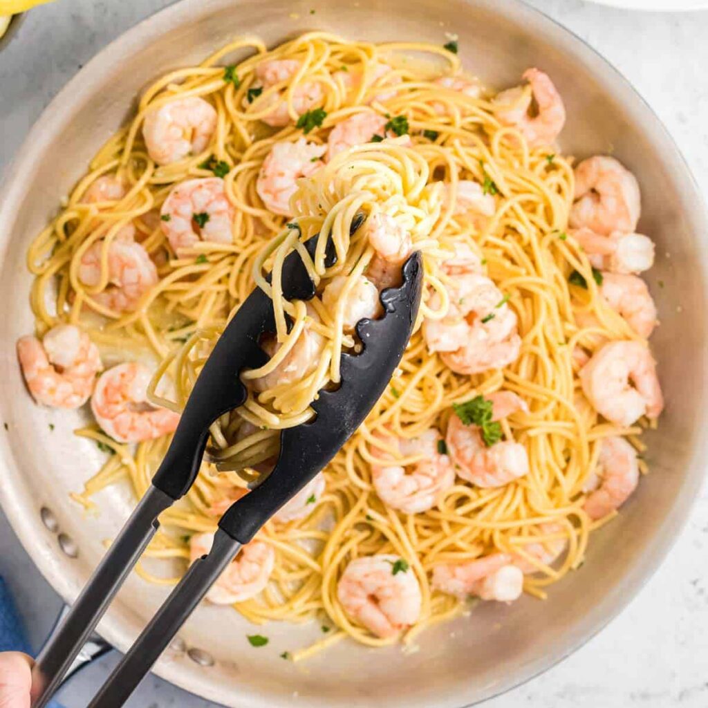 garlic butter shrimp pasta.