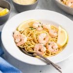 garlic butter shrimp pasta.