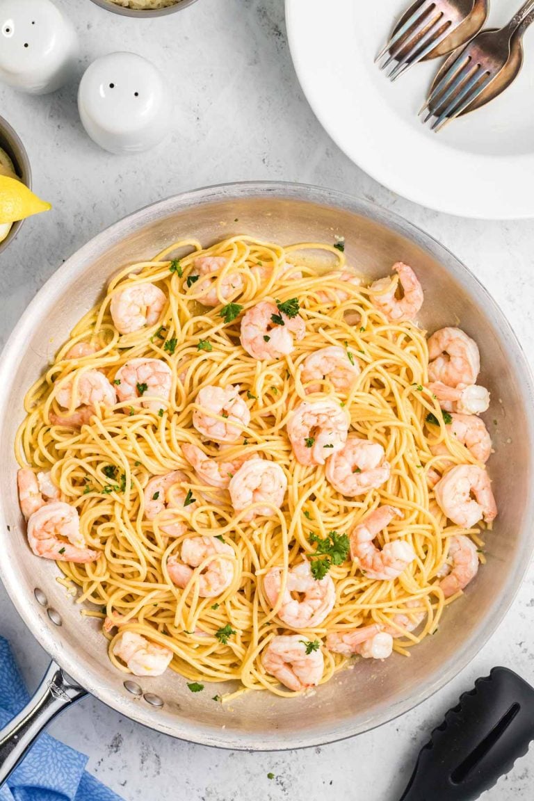 garlic butter shrimp pasta.