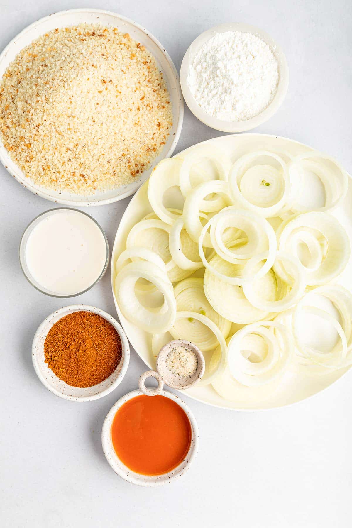 ingredients for baked onion rings.