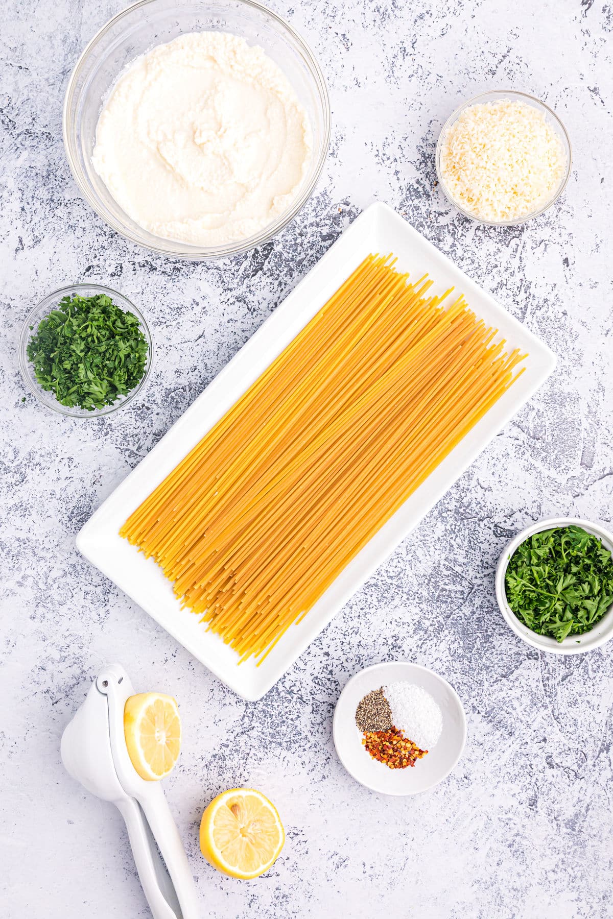 ingredients for ricotta pasta.