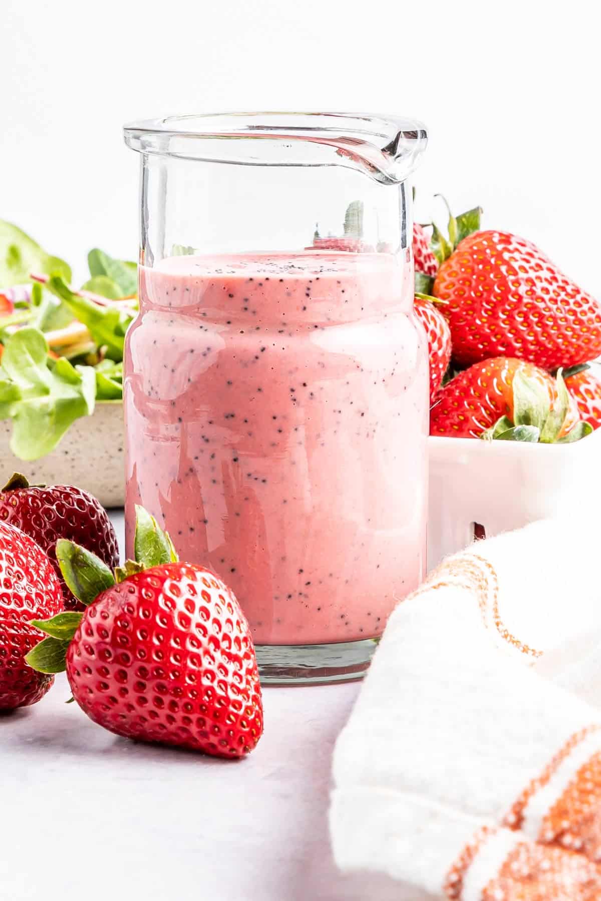 strawberry dressing in a container.