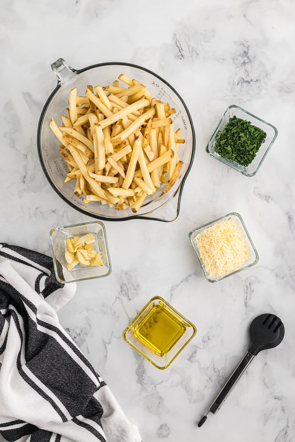 ingredients for garlic parmesan fries.