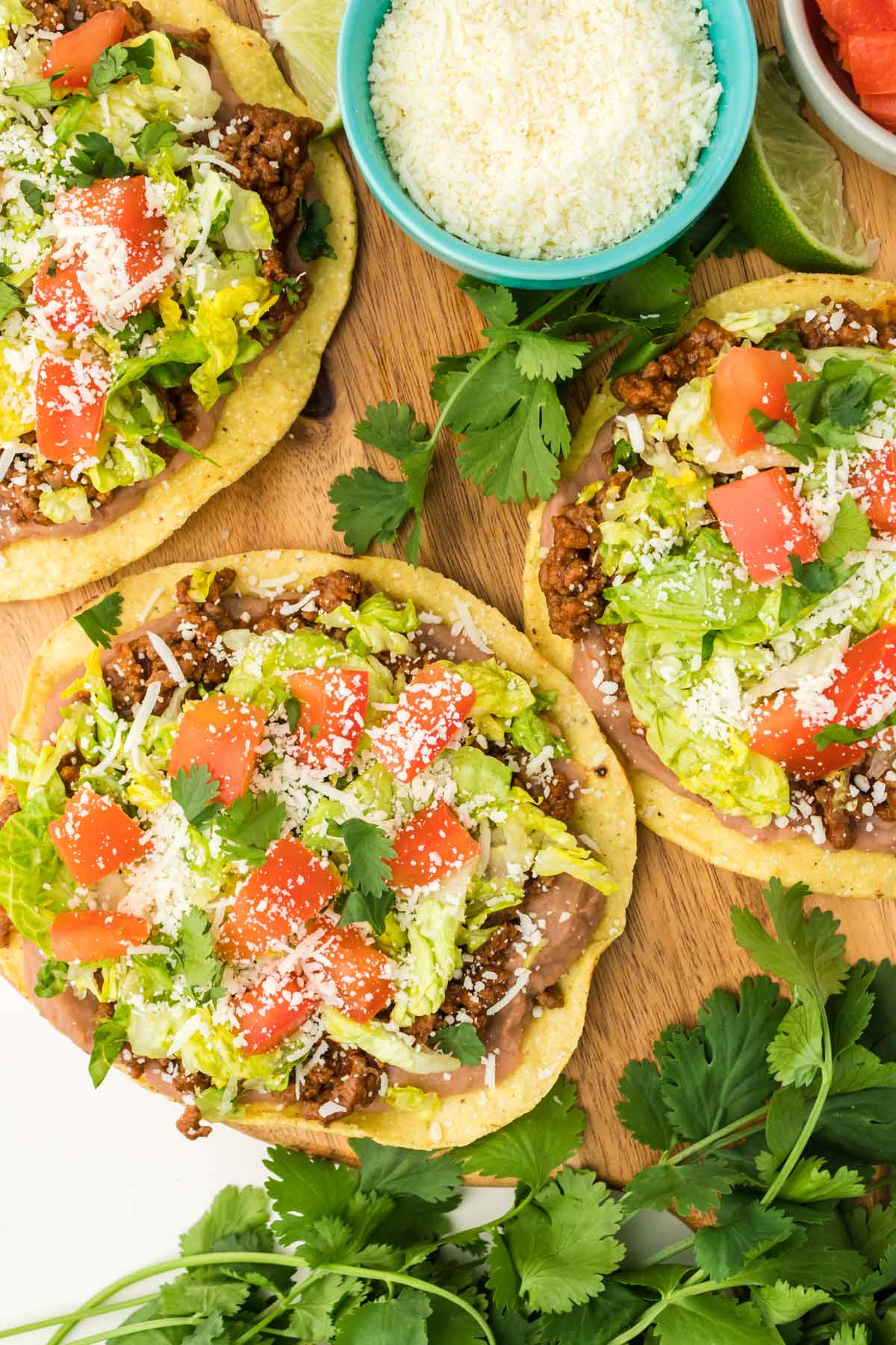 ground beef tostadas on a platter.